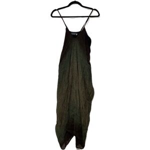 Greigh linen minimalist lagenlook strappy shift midi dress size XS/S